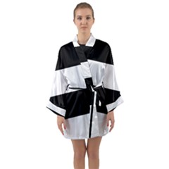 Black And White Striped Pattern Stripes Horizontal Long Sleeve Kimono Robe by yoursparklingshop