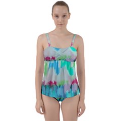 Abstract Background Twist Front Tankini Set by Modern2018