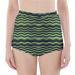 Modern Wavy Stripes Pattern High-waisted Bikini Bottoms by dflcprints