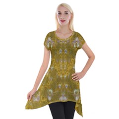 Golden Stars In Modern Renaissance Style Short Sleeve Side Drop Tunic by pepitasart