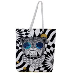 Golden-circles-dog Full Print Rope Handle Tote (large) by DreamBear