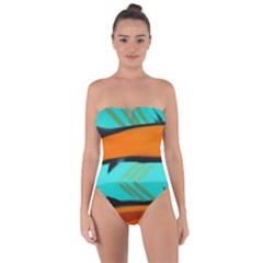 Abstract Art Artistic Tie Back One Piece Swimsuit