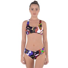 Abstract Full Colour Background Criss Cross Bikini Set by Modern2018