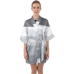 Elegant Shades Of Gray Stripes Pattern Striped Quarter Sleeve Kimono Robe by yoursparklingshop