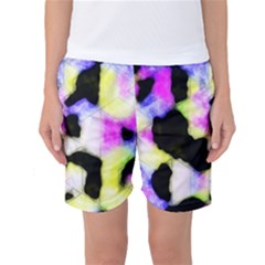 Watercolors Shapes On A Black Background                            Women s Basketball Shorts by LalyLauraFLM