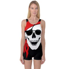 Pirate Skull One Piece Boyleg Swimsuit by StarvingArtisan