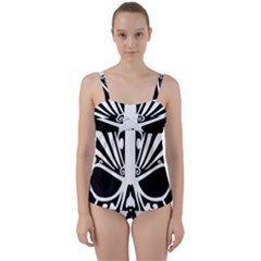 Tribal Sugar Skull Twist Front Tankini Set by StarvingArtisan