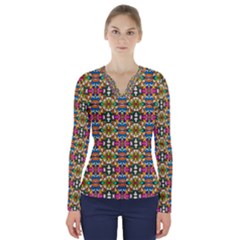  Artwork By Patrick-colorful-36 V-neck Long Sleeve Top by ArtworkByPatrick