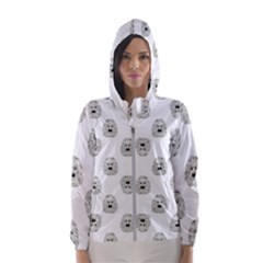 Angry Theater Mask Pattern Hooded Wind Breaker (women) by dflcprints
