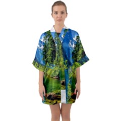 Beautiful Nature Lake Quarter Sleeve Kimono Robe by Modern2018