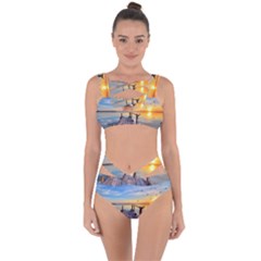 Sunset Lake Beautiful Nature Bandaged Up Bikini Set  by Modern2018