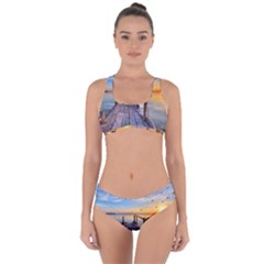 Sunset Lake Beautiful Nature Criss Cross Bikini Set by Modern2018