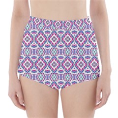 Colorful Folk Pattern High-waisted Bikini Bottoms by dflcprints
