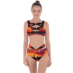 Skyline New York City Sunset Dusk Bandaged Up Bikini Set  by Simbadda