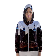 New York City Skyline Building Hooded Wind Breaker (women) by Simbadda