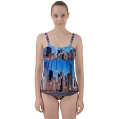 Skyscraper Architecture City Twist Front Tankini Set by Simbadda