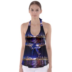 Toronto City Cn Tower Skydome Babydoll Tankini Top by Simbadda