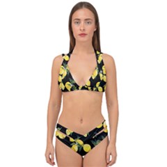 Lemons Print Double Strap Halter Bikini Set by CasaDiModa