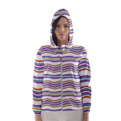 Colorful Wavy Stripes Pattern 7200 Hooded Wind Breaker (women) by dflcprints