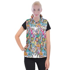 Anthropomorphic Flower Floral Plant Women s Button Up Vest by Simbadda
