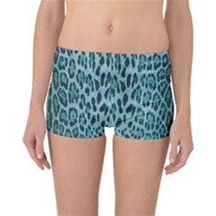 Turquoise Leopard Print Reversible Boyleg Bikini Bottoms by CasaDiModa