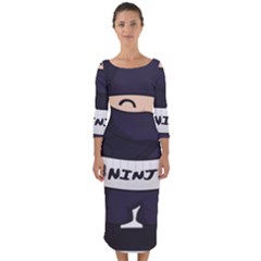 Ninja Baby Parent Cartoon Japan Quarter Sleeve Midi Bodycon Dress by Simbadda