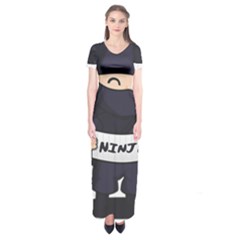 Ninja Baby Parent Cartoon Japan Short Sleeve Maxi Dress by Simbadda