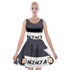 Ninja Baby Parent Cartoon Japan Velvet Skater Dress by Simbadda