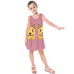 Pet Animal Feline Domestic Animals Kids  Sleeveless Dress by Simbadda
