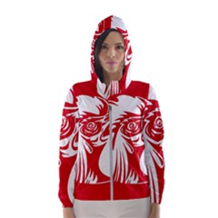 Cock Logo Emblem Symbol France Hooded Windbreaker (women) by Simbadda