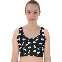 Dinosaurs Pattern Velvet Racer Back Crop Top by Valentinaart