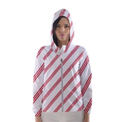Alizarin Crimson Stripes Pattern Hooded Windbreaker (women) by goodart