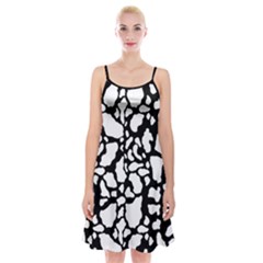 White On Black Cow Skin Spaghetti Strap Velvet Dress by LoolyElzayat