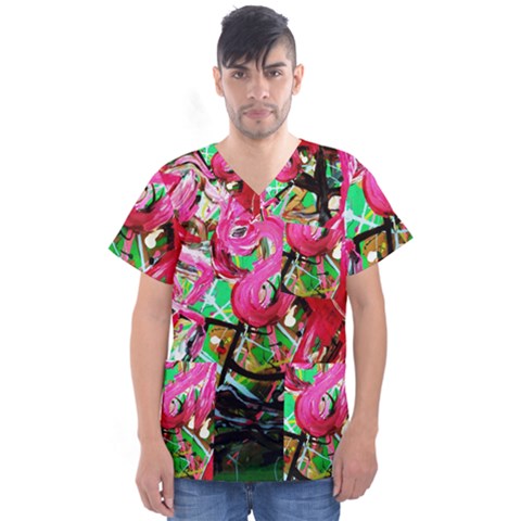 Flamingo   Child Of Dawn 9 Men s V-neck Scrub Top by bestdesignintheworld