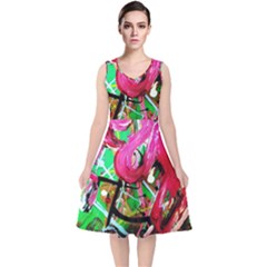 Flamingo   Child Of Dawn 9 V-neck Midi Sleeveless Dress  by bestdesignintheworld