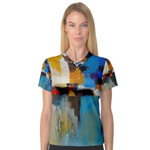 Abstract V-neck Sport Mesh Tee by consciouslyliving