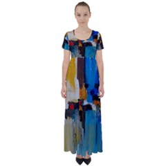 Abstract High Waist Short Sleeve Maxi Dress by consciouslyliving