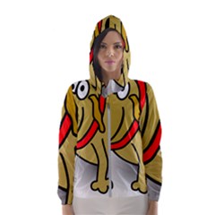 Dog Brown Spots Black Cartoon Hooded Windbreaker (women) by Nexatart