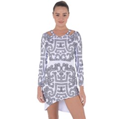 Chinese Traditional Pattern Asymmetric Cut-out Shift Dress by Nexatart