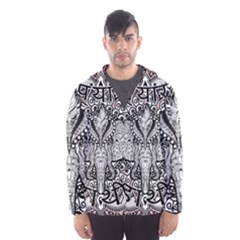 Ornate Hindu Elephant  Hooded Windbreaker (men) by Valentinaart