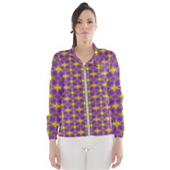 Purple Yellow Swirl Pattern Windbreaker (women) by BrightVibesDesign