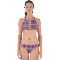 Purple Yellow Swirl Pattern Perfectly Cut Out Bikini Set by BrightVibesDesign