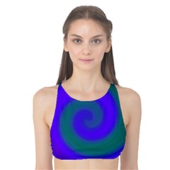 Swirl Green Blue Abstract Tank Bikini Top by BrightVibesDesign