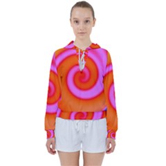 Swirl Orange Pink Abstract Women s Tie Up Sweat by BrightVibesDesign