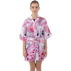 Love Celebration Gift Romantic Quarter Sleeve Kimono Robe by Sapixe