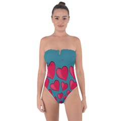 Background Desktop Hearts Heart Tie Back One Piece Swimsuit