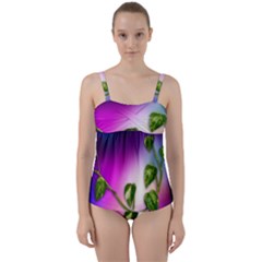 Leaves Green Leaves Background Twist Front Tankini Set by Sapixe
