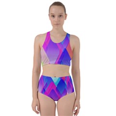 Squares Color Squares Background Racer Back Bikini Set by Sapixe