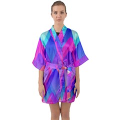 Squares Color Squares Background Quarter Sleeve Kimono Robe by Sapixe