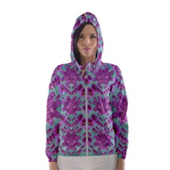 Climbing And Loving Beautiful Flowers Of Fantasy Floral Hooded Windbreaker (women) by pepitasart